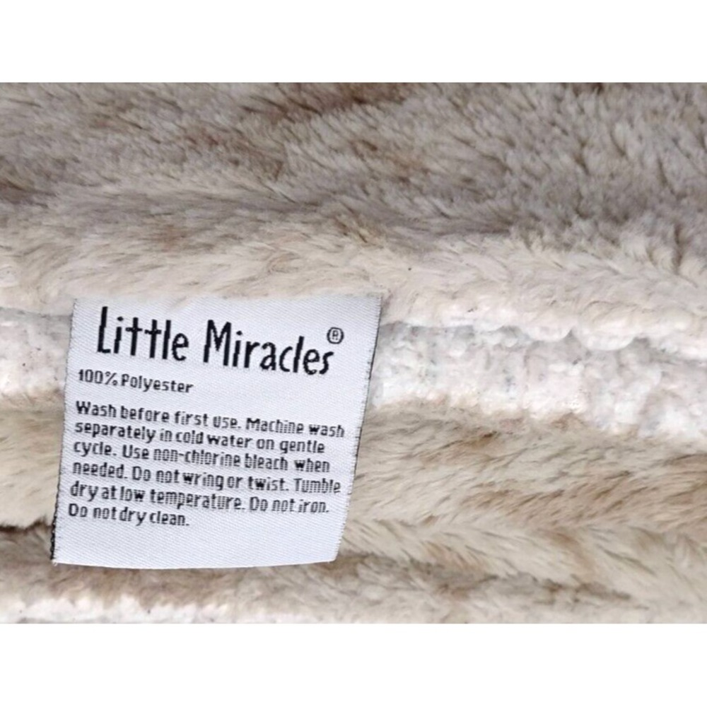 Little Miracles Brown COW Baby Blanket Plush Costco htf Beige Tan Sherpa Cream - Picture 4 of 5